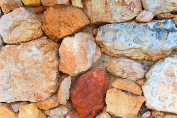 Stone wall of large stones.