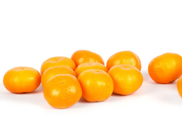 Ripe mandarins isolated on a white