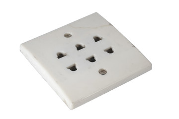 Electric socket / Old white electric socket on white background.