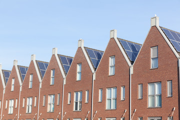 New family homes with solar panels on the roof
