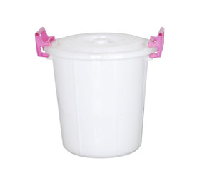 White plastic bucket / White plastic bucket on white background.