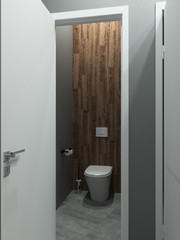 Bathroom modern loft style, 3D render