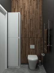 Fototapeta na wymiar Bathroom modern loft style, 3D render