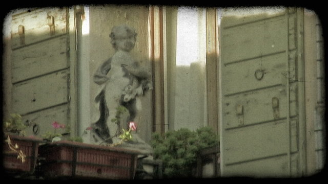 Garden Statue. Vintage stylized video clip.