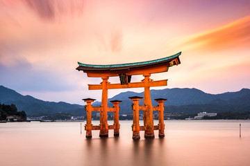 Miyajima Gate in Hiroshima, Japan - obrazy, fototapety, plakaty