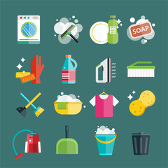 Cleaning icons set clean service