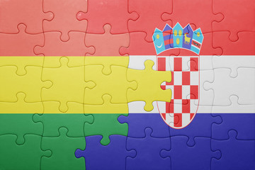 puzzle with the national flag of bolivia and croatia