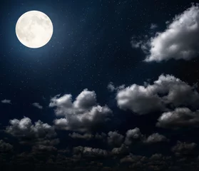  cloudy night sky with moon and star. Elements of this image furnished by NASA. © Tryfonov