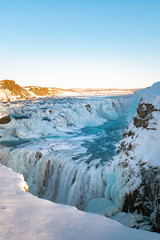Iceland, Gullfoss waterfall in winter