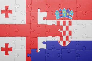 puzzle with the national flag of georgia and croatia