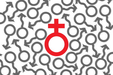 Obraz premium Male and Female symbol / Male symbols surround Female symbol.