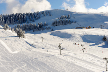 Fototapeta na wymiar winter mountain landscape in the french Alps