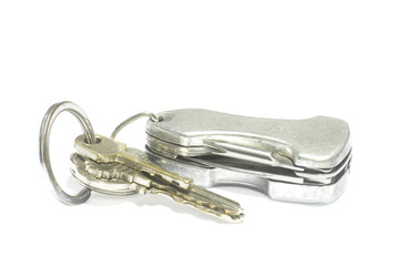 old keys set isolated on white background