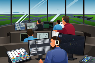 Air Traffic Controller Working in the Airport