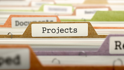 Projects Concept. Folders in Catalog. - obrazy, fototapety, plakaty