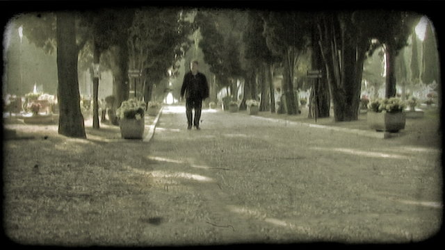 Walking Man1. Vintage stylized video clip.