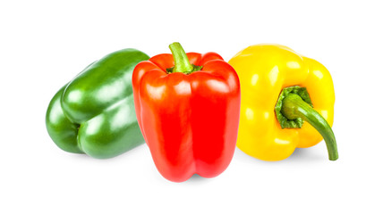 Green, red and yellow peppers