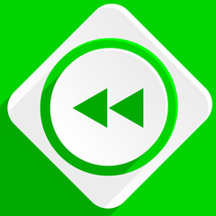 rewind green flat icon