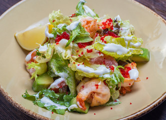 salad with shrimp and caviar 