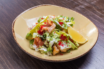 salad with shrimp and caviar 