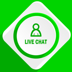 live chat green flat icon