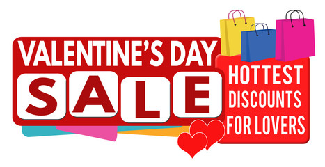 Valentines day sale banner or label