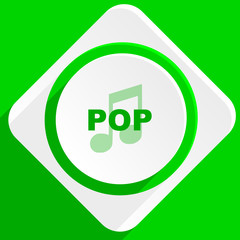 pop music green flat icon
