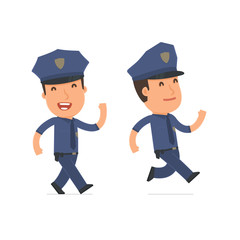Happy and Cheerful Character Officer goes and runs