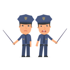 Angry and Sad Character Officer making presentation using pointe