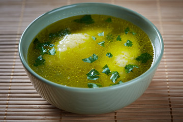 Semolina dumplings soup