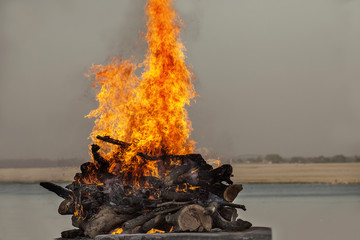 Fire in burning ghat