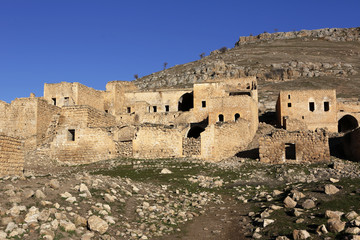 Abandoned village in Mardin province in Turkey