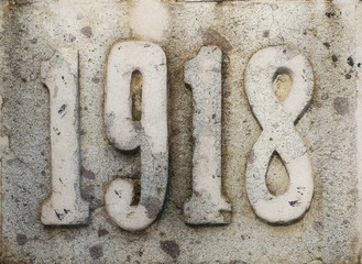 Year 1918 carved in the stone, The years of World War I - obrazy, fototapety, plakaty