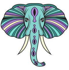 Stylized decorated elephant's head vector isolated on white, testa di elefante stilizzata e decorata vettoriale isolata su sfondo bianco