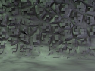 Gray displaced wall. Render.