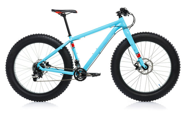 Fototapeta New blue bicycle isolated on a white