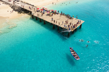 Aerial view of Santa Maria beach in Sal Island Cape Verde - Cabo