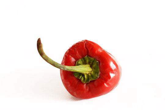 top of bell pepper with white background