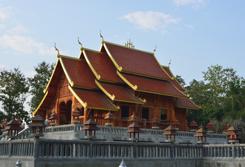 Naklejka premium Teak tree temple in Thailand,Lampang