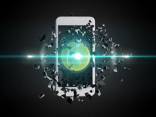 tennis ball burst out of the smartphone