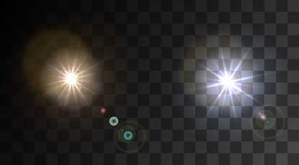 Vector modern light flash on sample background.
