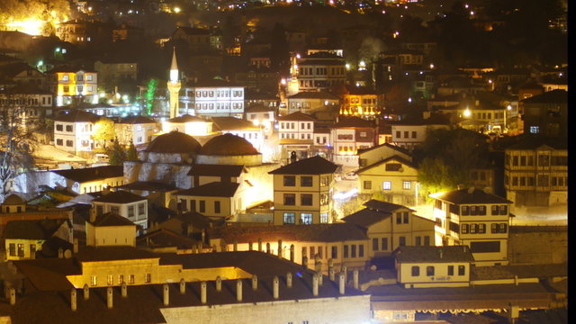 Night Timelapse, Traditional Ottoman Anatolian Village, Safranbolu, Turkey, zoom out