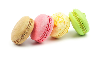 A french sweet delicacy, macaroons variety closeup. 