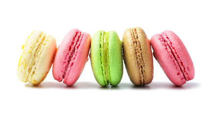 A french sweet delicacy, macaroons variety closeup.