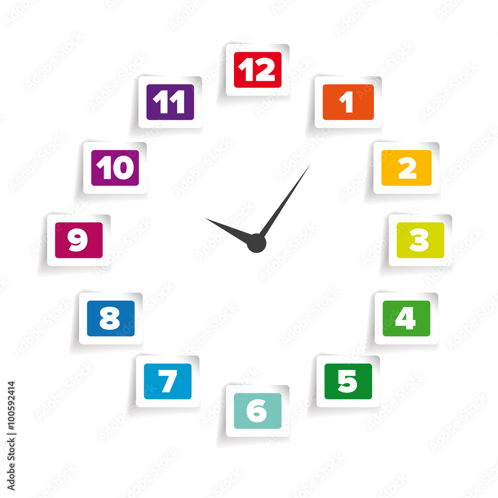 Poster clock number set. vector label