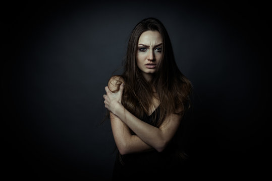 Face Scared Woman Stock Photo 12123496