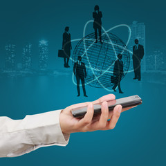 Business Intelligence  concept , businessman show on virtual scr