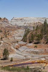 Paisaje de la cuenca minera de río tinto en la provincia de Huelva, Andalucía
