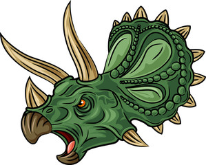 Illustration of angry triceratops isolated on white background © tigatelu