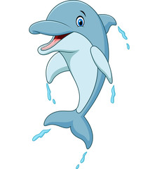 Naklejka premium Cartoon dolphin jumping 